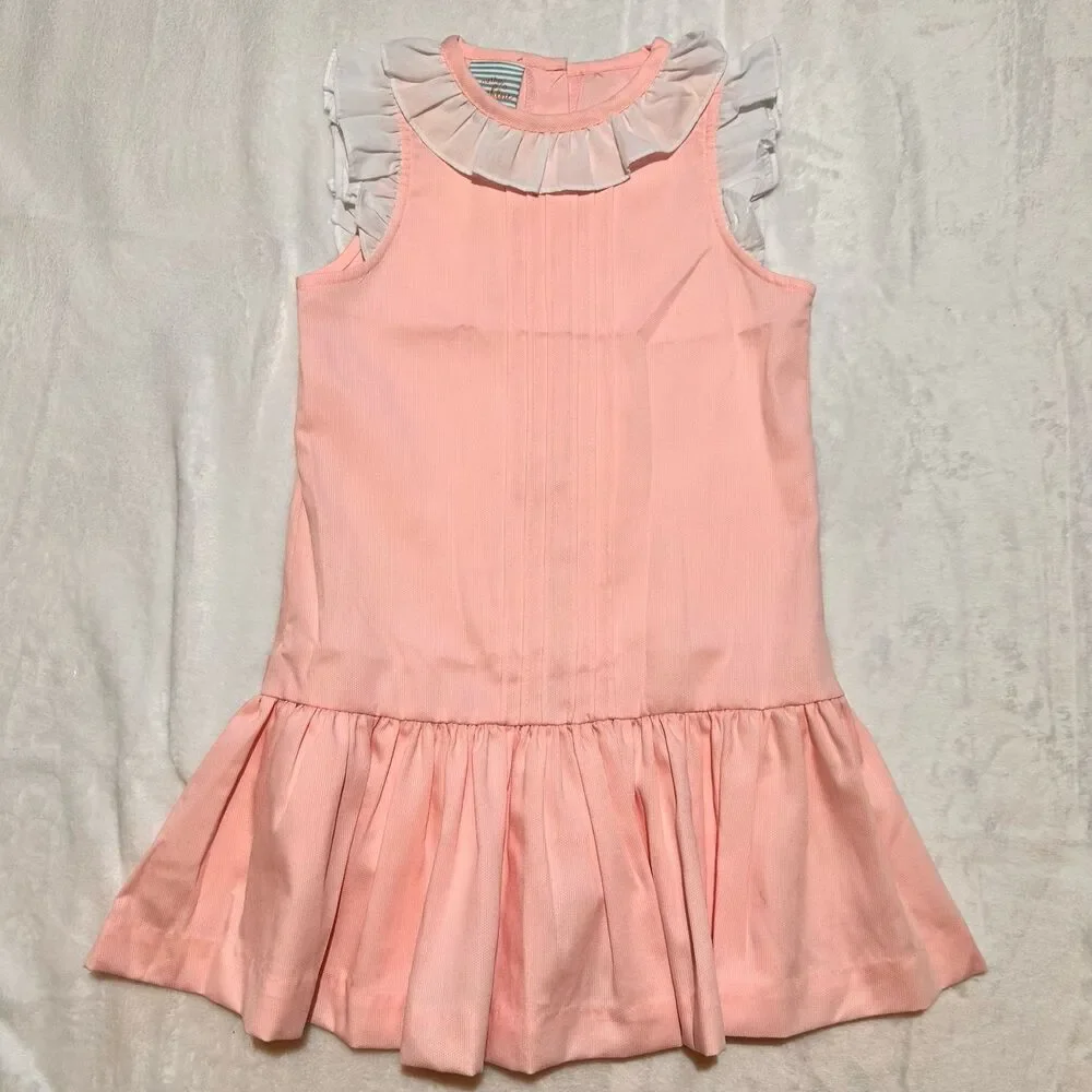 NWOT Southern Sunshine pink drop waist dress with ruffle collar & sleeve 4
